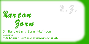 marton zorn business card